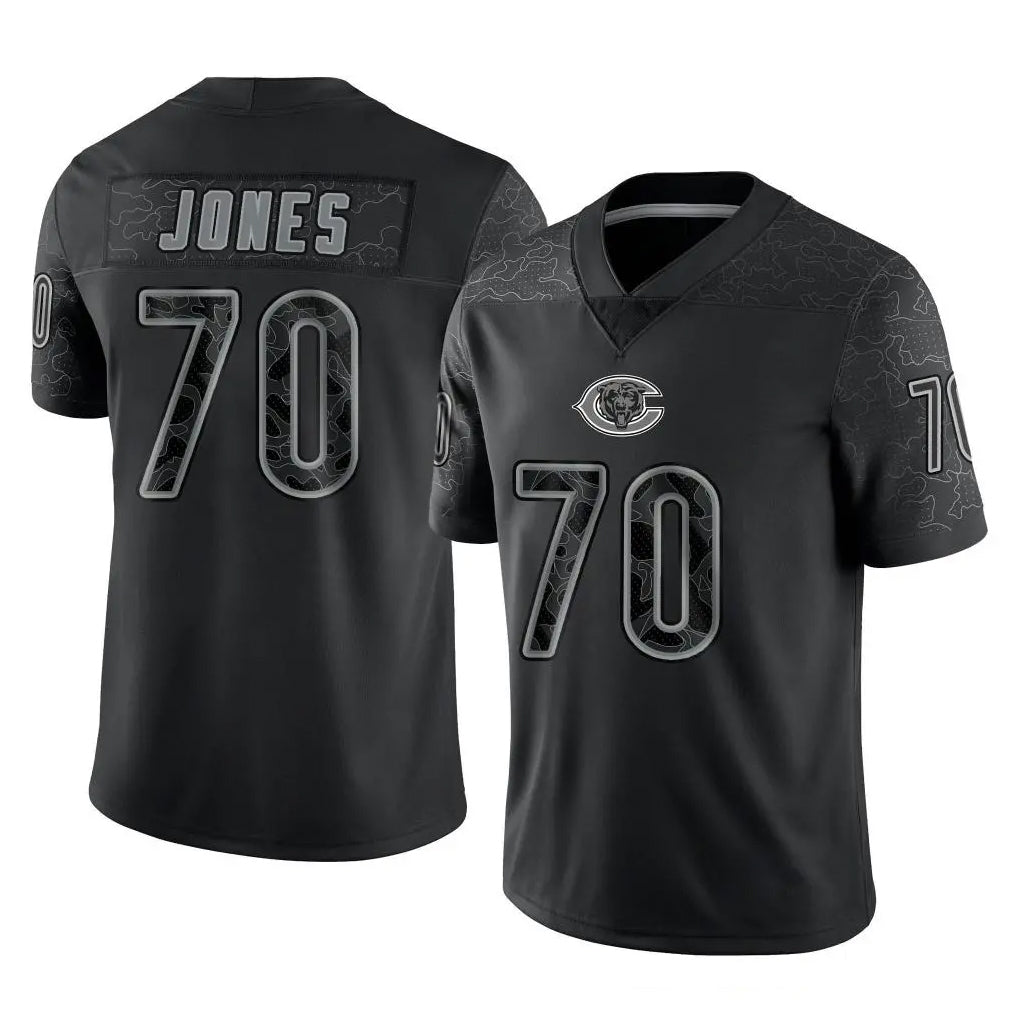 C.Bears #70 Braxton Jones Player Black REFLECTIVE Limited Game Mdoa Stitched Jerseys