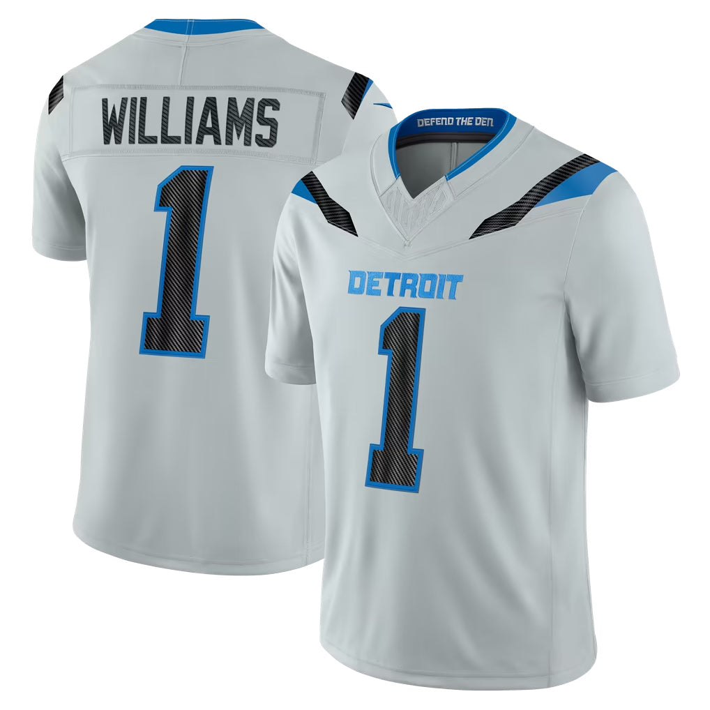 D.Lions #1 Jameson Williams Player Silver Limited 2026 Rivalries Collection Home Game Mdoa Stitched Jerseys