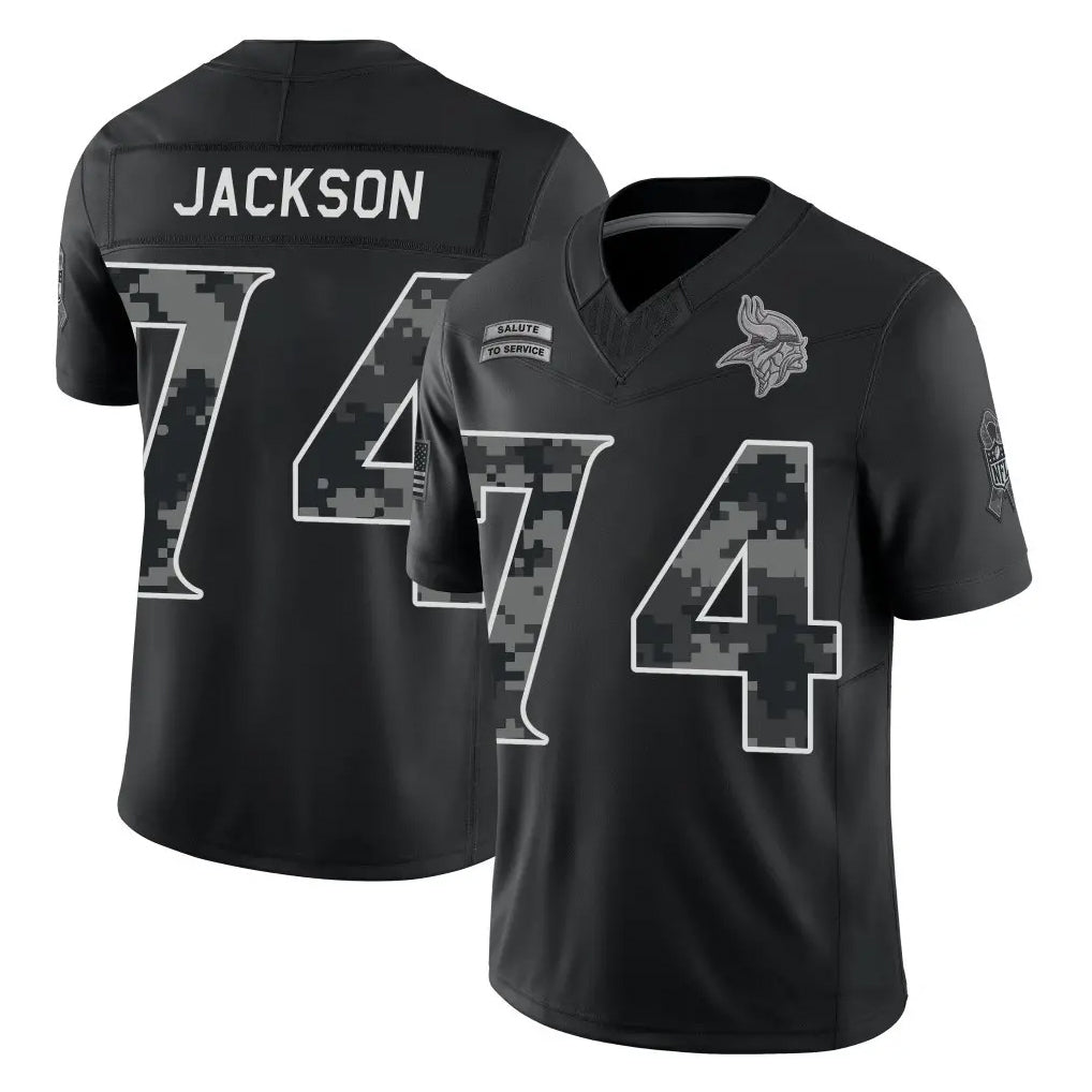 MN.Vikings #74 Donovan Jackson Player Black Limited 2026 Salute to Service Home Game Mdoa Stitched Jerseys
