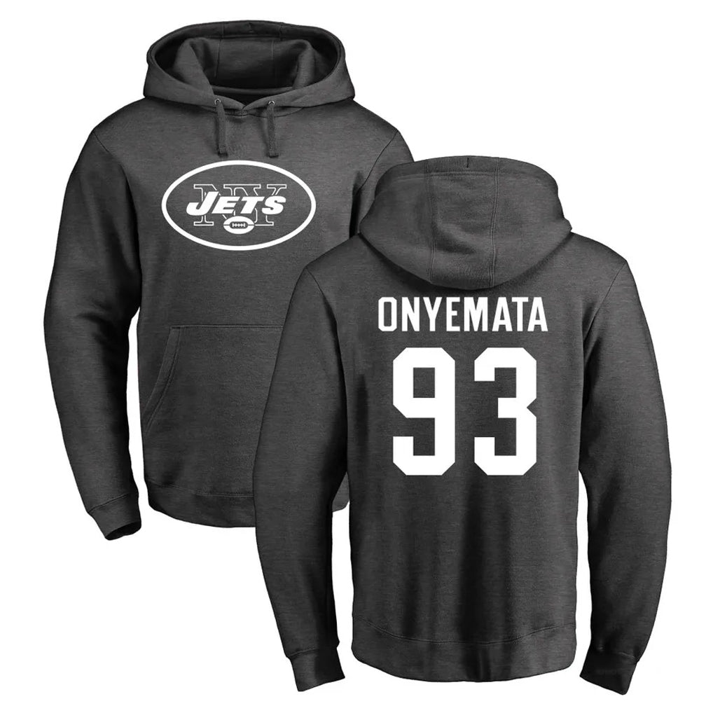 NY.Jets #93 David Onyemata Player Gray Pullover Hoodies Limited Game Mdoa Stitched Jerseys