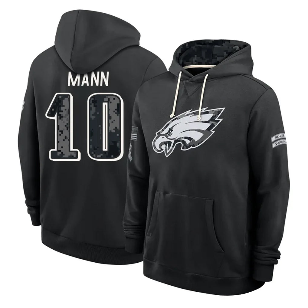 P.Eagles #10 Braden Mann Player 2026 Black Logo Pullover Hoodies Limited Game Mdoa Stitched Jerseys
