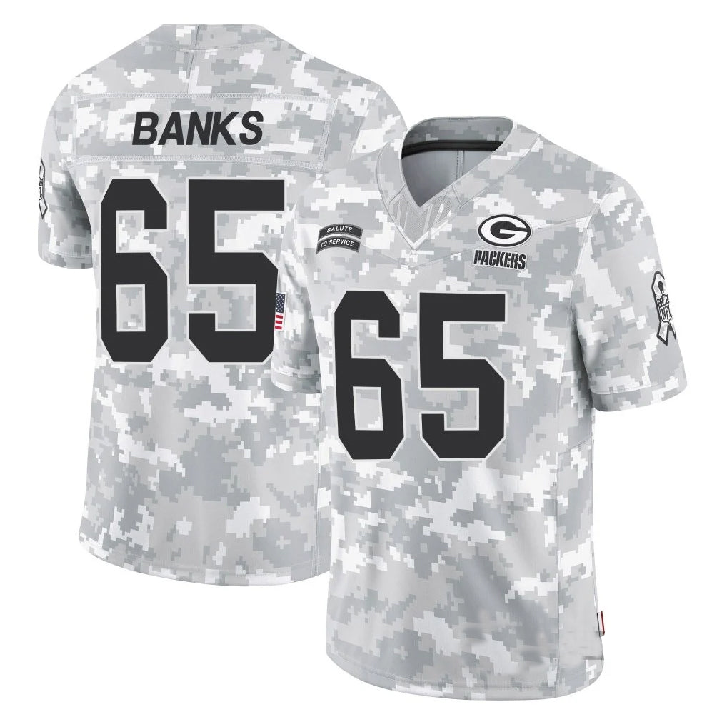 GB.Packers #65 Aaron Banks Player Arctic Camo Salute To Service Limited Mdoa Stitched Jerseys