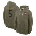 C.Browns #5 Quincy Williams Player Olive Salute to Service Pullover Hoodies Limited Mdoa Stitched Jerseys