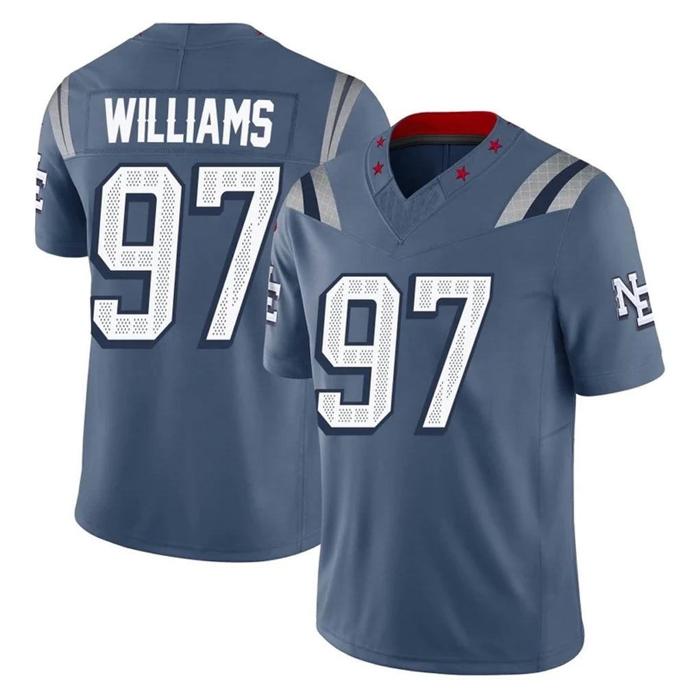 NE.Patriots #97 Milton Williams Player Blue Limited Rivalries Collection Home Game Mdoa Stitched Jerseys