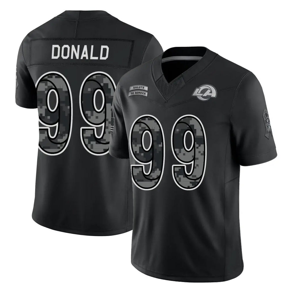 LA.Rams #99 Aaron Donald Player Black Limited 2026 Salute to Service Home Game Mdoa Stitched Jerseys