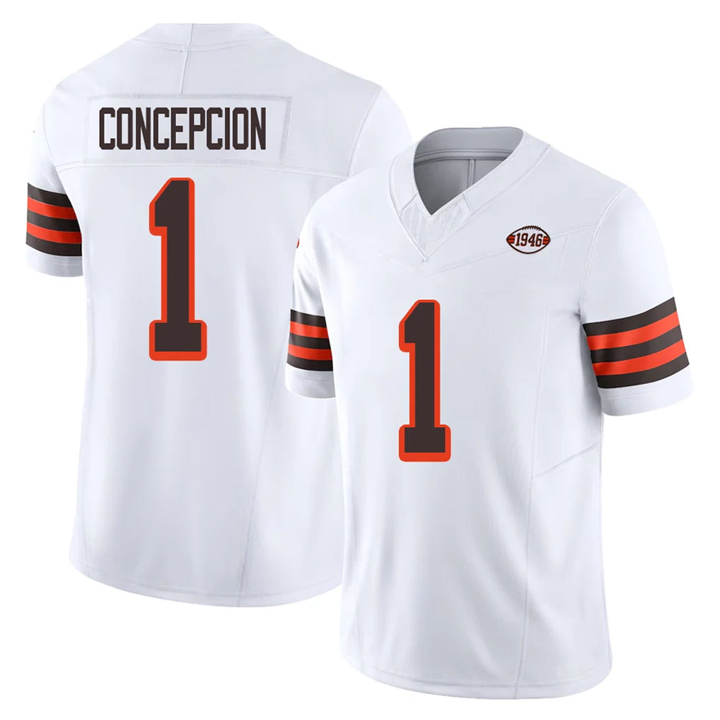 C.Browns #1 KC Concepcion Player White Limited Vapor F.U.S.E. Alternate Game Mdoa Stitched Jerseys
