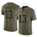 C.Panthers #13 John Metchie III Player Olive Salute to Service Game Mdoa Stitched Jerseys