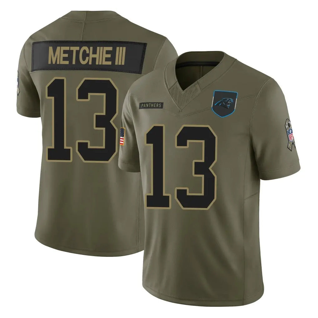 C.Panthers #13 John Metchie III Player Olive 2025 Salute to Service Limited Game Mdoa Stitched Jerseys