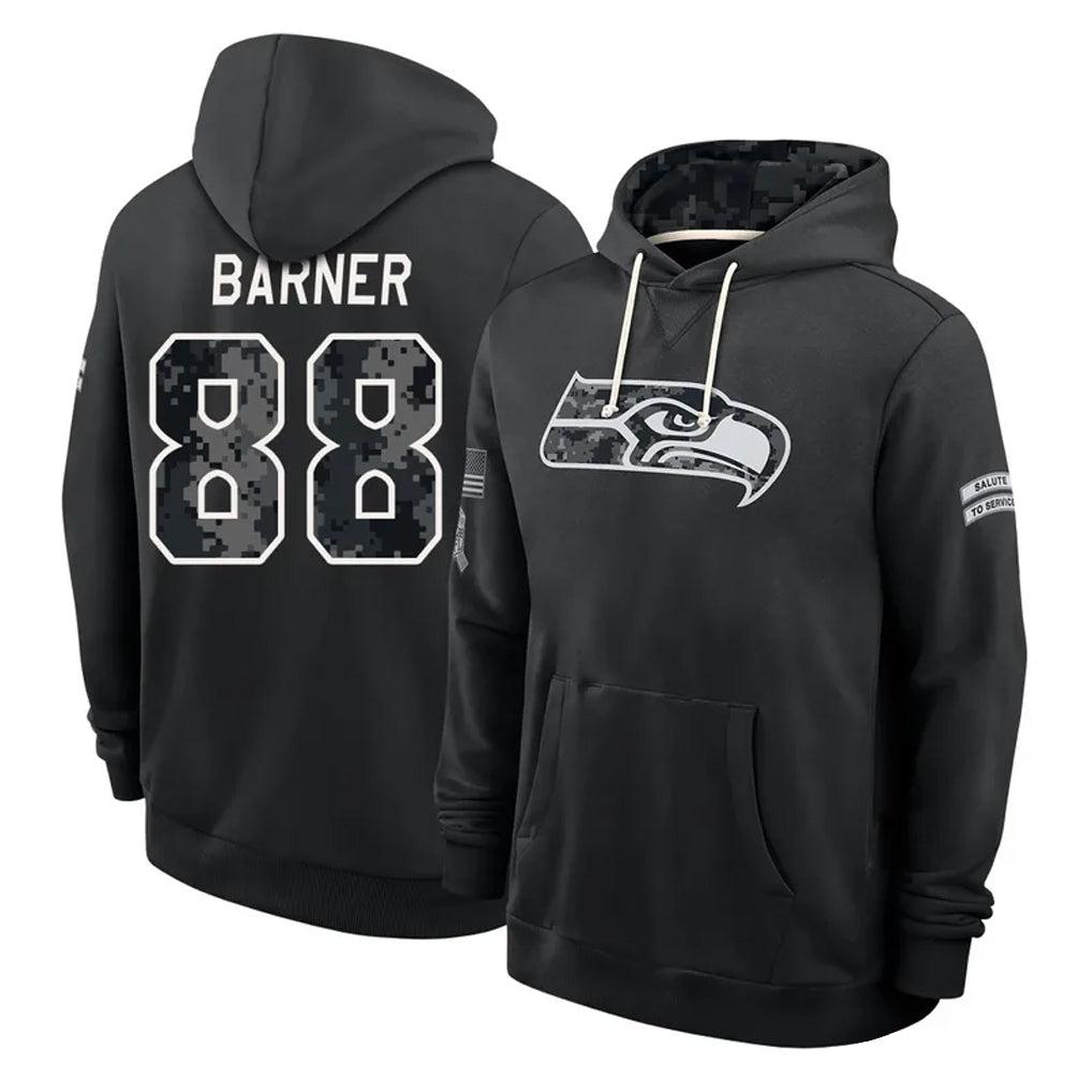 S.Seahawks #88 AJ Barner Player 2026 Black Logo Pullover Hoodies Limited Game Mdoa Stitched Jerseys