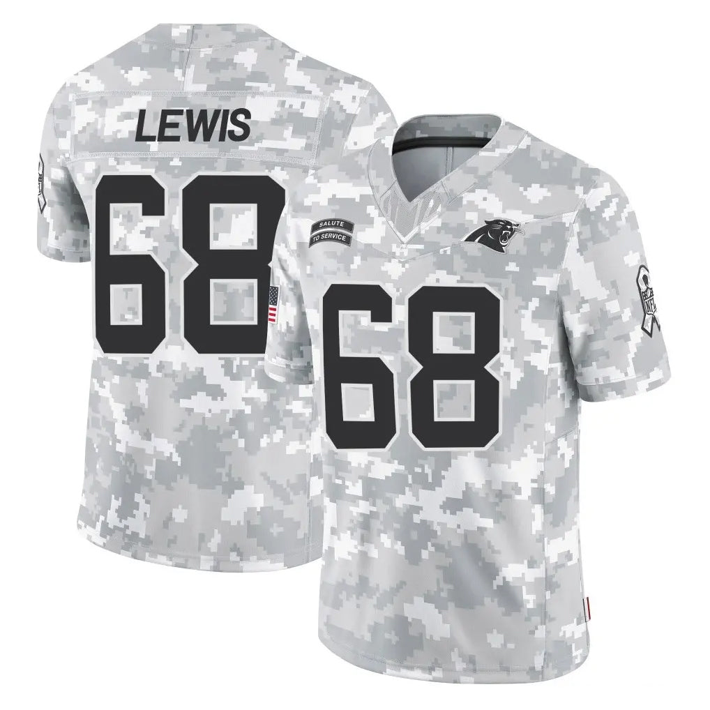 C.Panthers #68 Damien Lewis Player Arctic Camo Salute to Service Limited Game Mdoa Stitched Jerseys