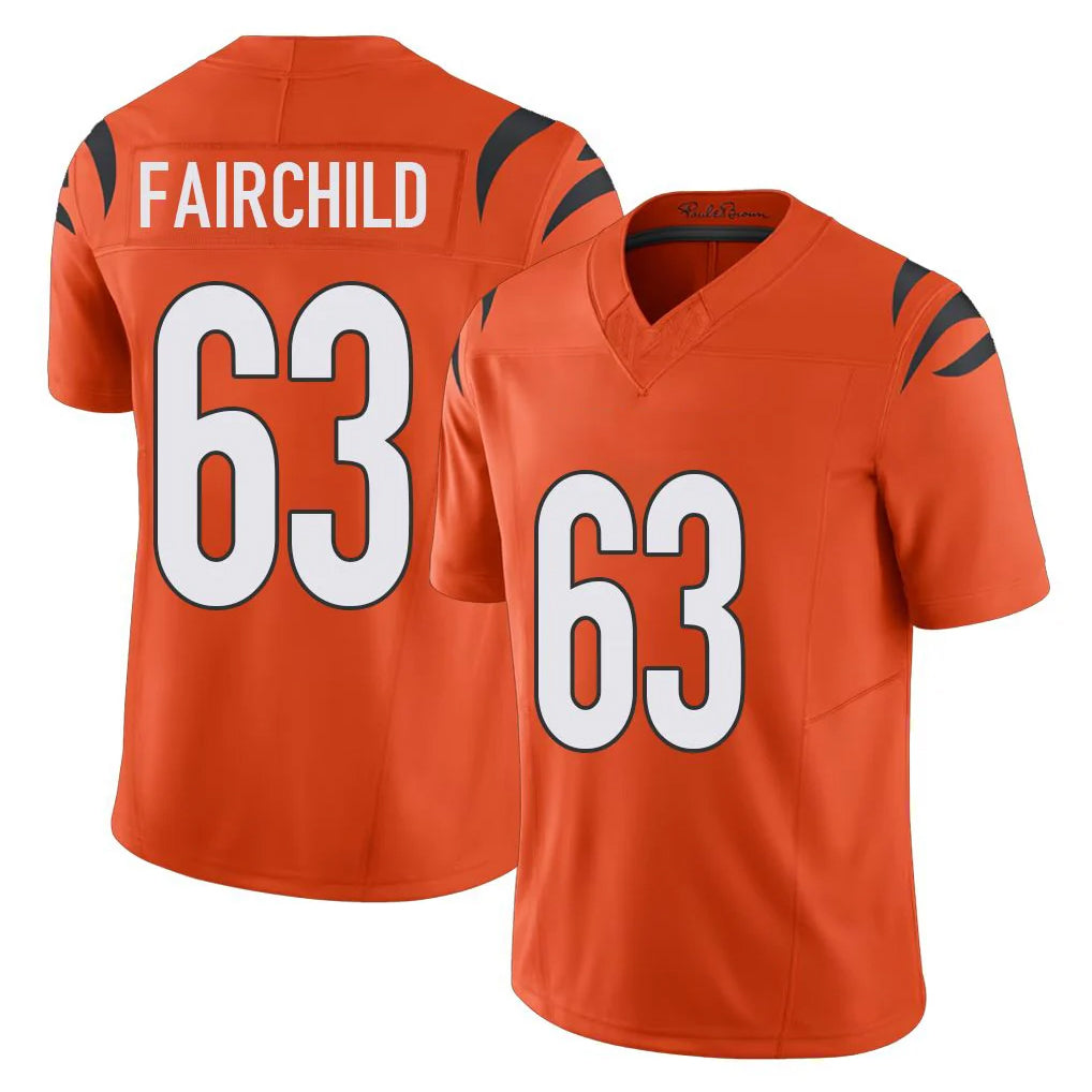 C.Bengals #63 Dylan Fairchild Player Orange Vapor F.U.S.E. Limited Home Game Mdoa Stitched Jerseys