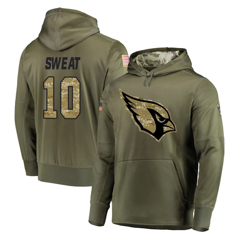 A.Cardinals #10 Josh Sweat Player Olive Salute to Service Pullover Hoodie Home Game Mdoa Stitched Jerseys