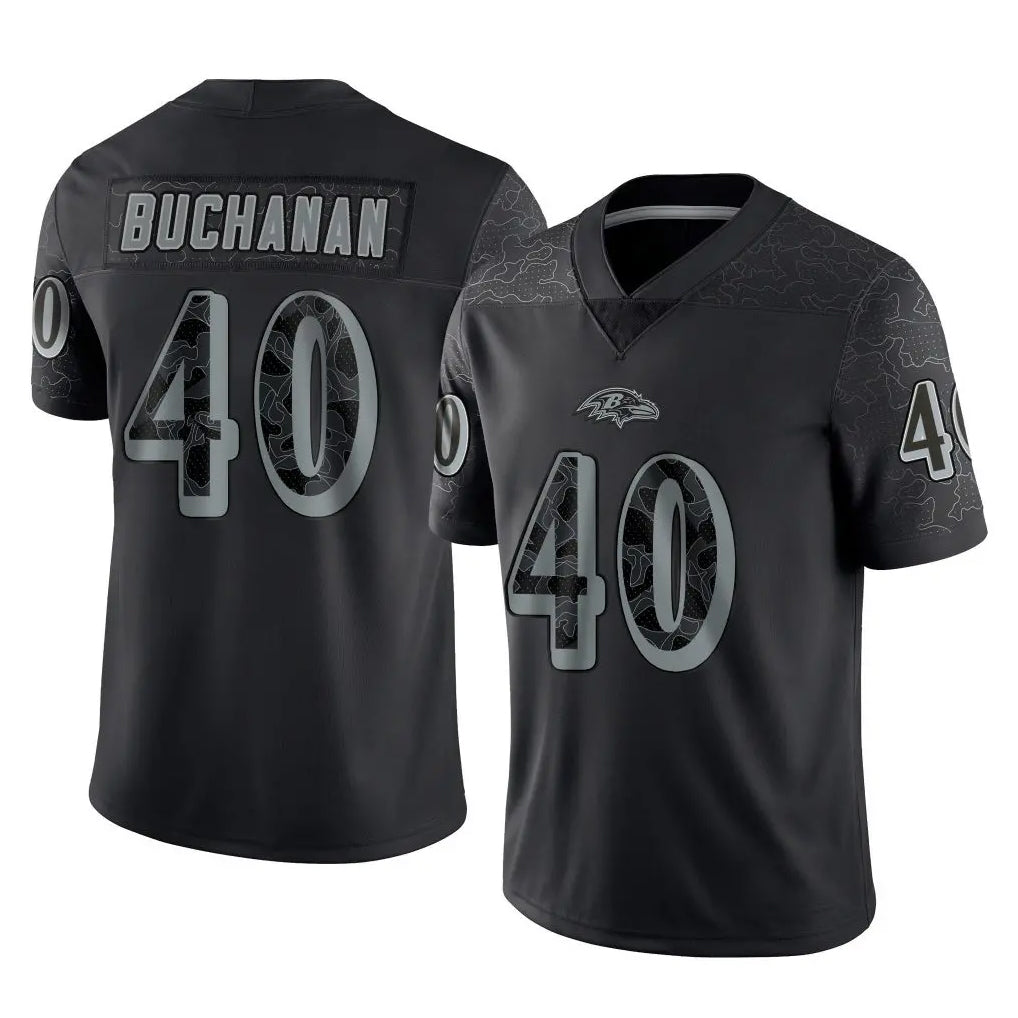 B.Ravens #40 Teddye Buchanan Player Black REFLECTIVE Limited Mdoa Stitched Jerseys