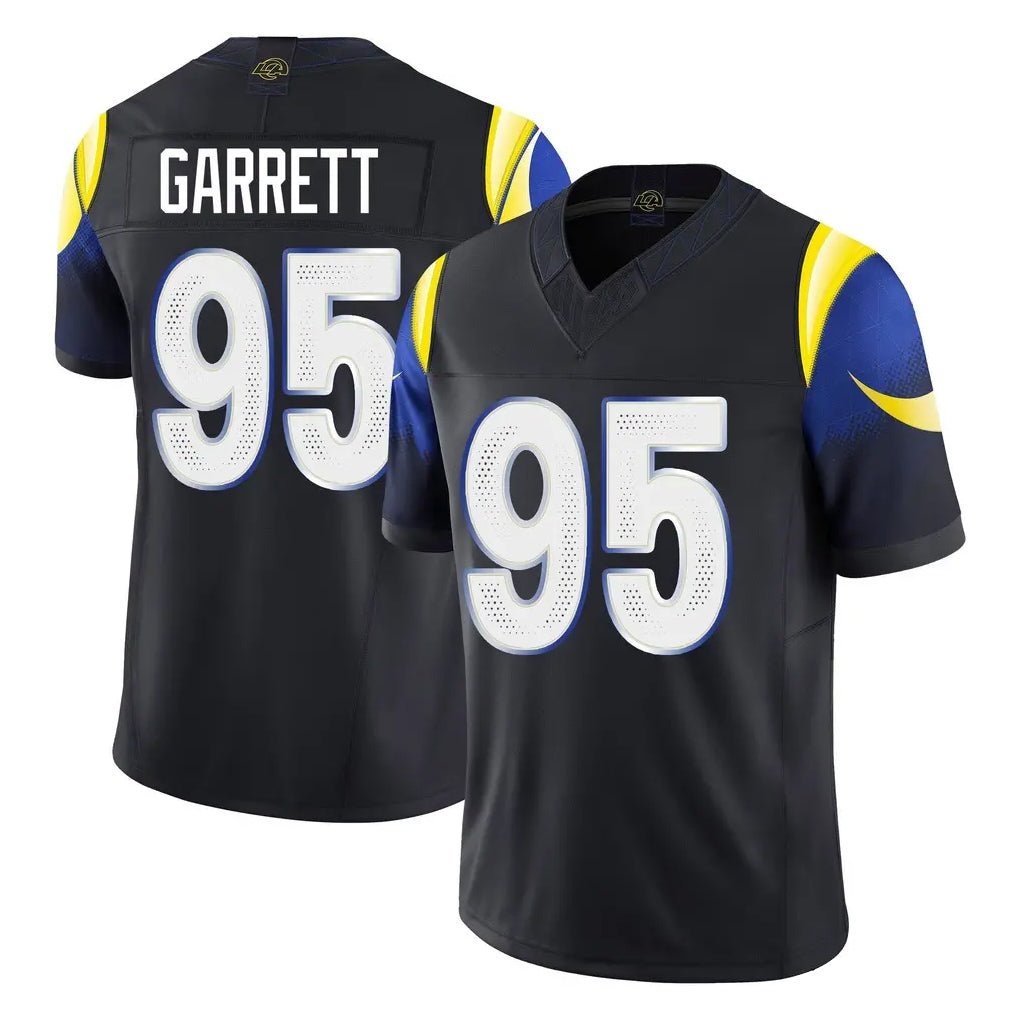 LA.Rams #95 Myles Garrett Player Black Midnight Rivalries Collection Limited Home Game Mdoa Stitched Jerseys