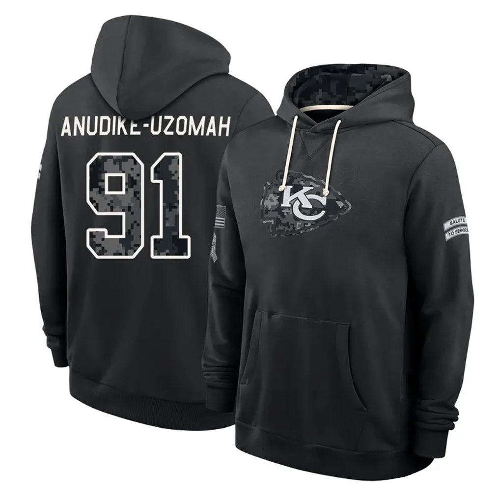 KC.Chiefs #91 Felix Anudike-Uzomah Player 2026 Black Logo Pullover Hoodies Limited Game Stitched Jerseys
