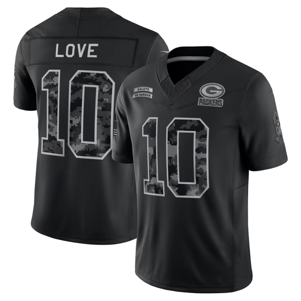 GB.Packers #10 Jordan Love Player Black Limited 2026 Salute to Service Home Game Mdoa Stitched Jerseys