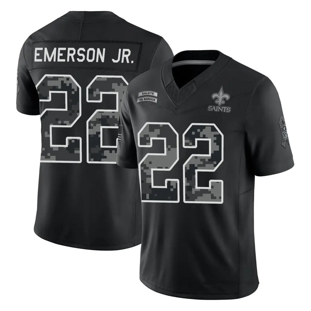 NO.Saints #22 Martin Emerson Jr. Player Black Limited 2026 Salute to Service Home Game Mdoa Stitched Jerseys