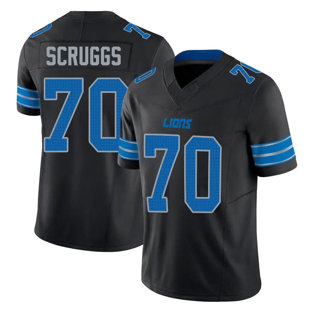 D.Lions #70 Juice Scruggs Player Black Alternate Vapor F.U.S.E. Limited Home Game Mdoa Stitched Jerseys