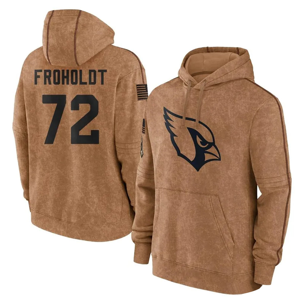 A.Cardinals #72 Hjalte Froholdt Player Brown Limited Salute to Service Pullover Hoodies Game Mdoa Stitched Jerseys