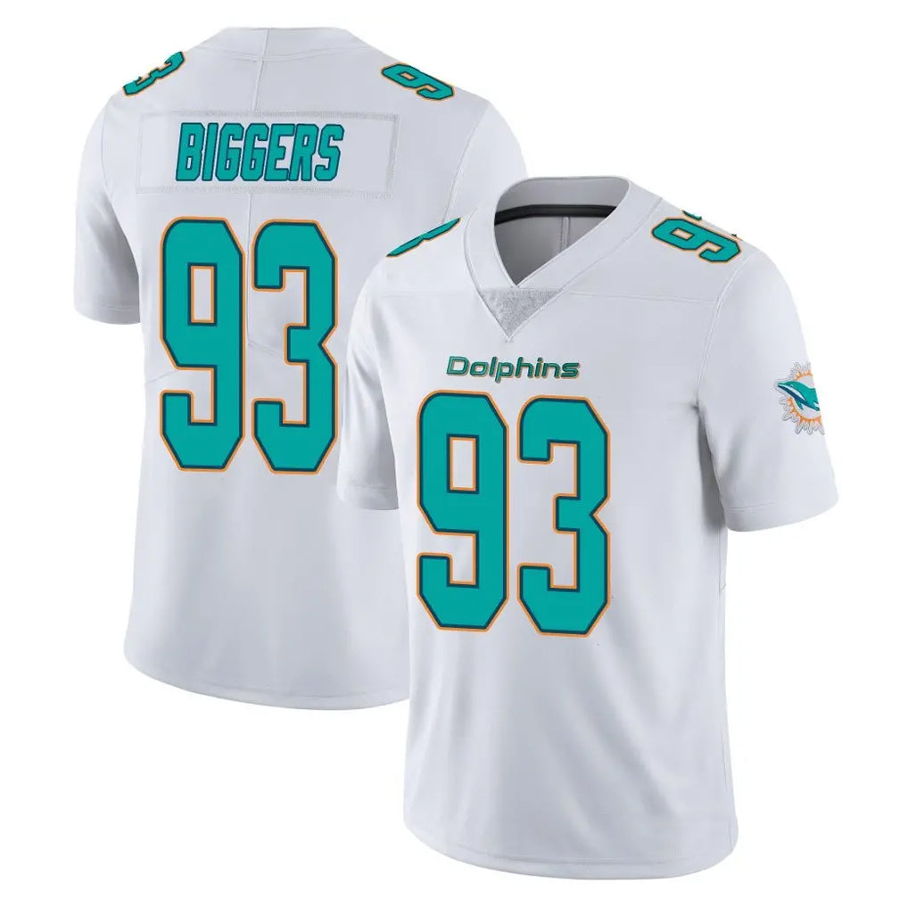 M.Dolphins #93 Zeek Biggers Player White Limited Vapor Untouchable Home Game Mdoa Stitched Jerseys