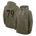 B.Ravens #79 Ronnie Stanley Player Olive Salute to Service Hoodie Mdoa Stitched Jerseys