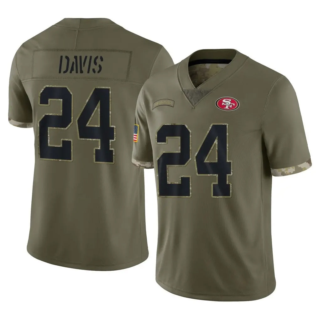 SF.49ers #24 Ashtyn Davis Player Olive Limited Salute To Service Home Game Mdoa Stitched Jerseys
