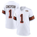 C.Browns #1 KC Concepcion Player White Alternate Home Game Mdoa Stitched Jerseys