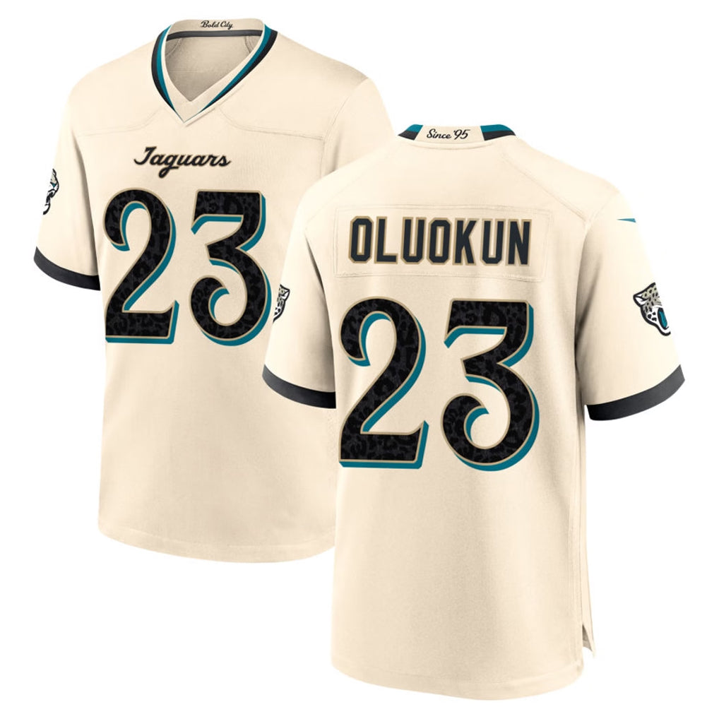 J.Jaguars #23 Foyesade Oluokun Player Natural 2026 Rivalries Collection Game Mdoa Stitched Jerseys