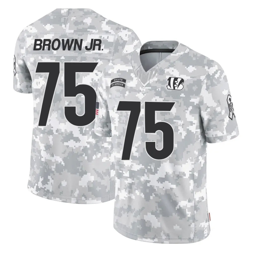 C.Bengals #75 Orlando Brown Jr. Player Arctic Camo Salute to Service Limited Mdoa Stitched Jerseys
