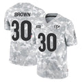 C.Bengals #30 Chase Brown Player Arctic Camo Salute to Service Limited Mdoa Stitched Jerseys