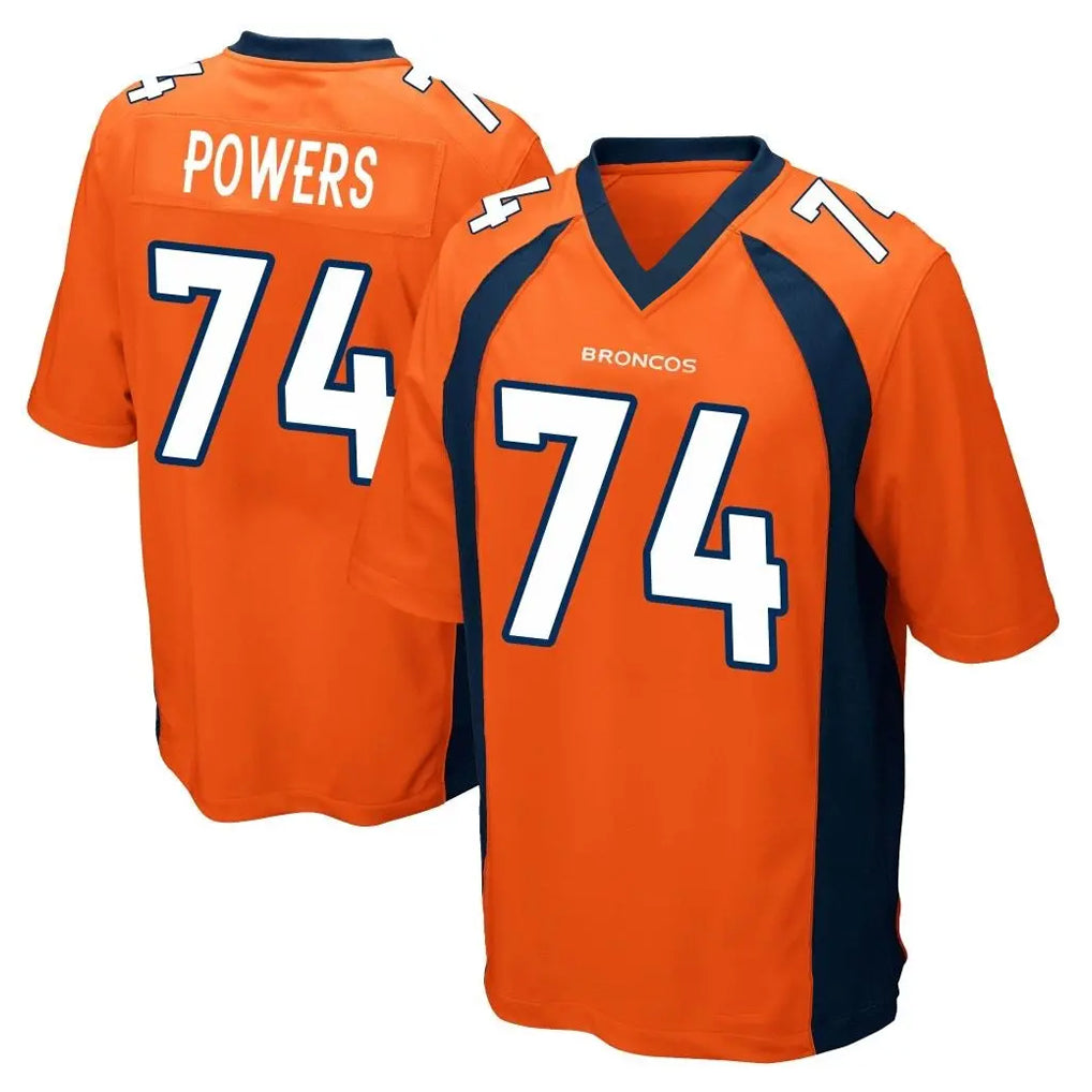 D.Broncos #74 Ben Powers Player Orange Color Home Game Mdoa Stitched Jerseys
