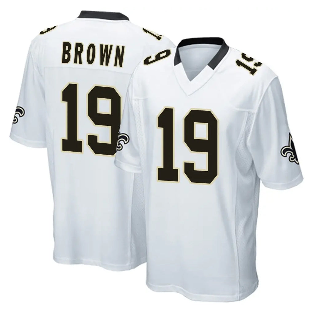 NO.Saints #19 Barion Brown Player White Home Game Mdoa Stitched Jerseys