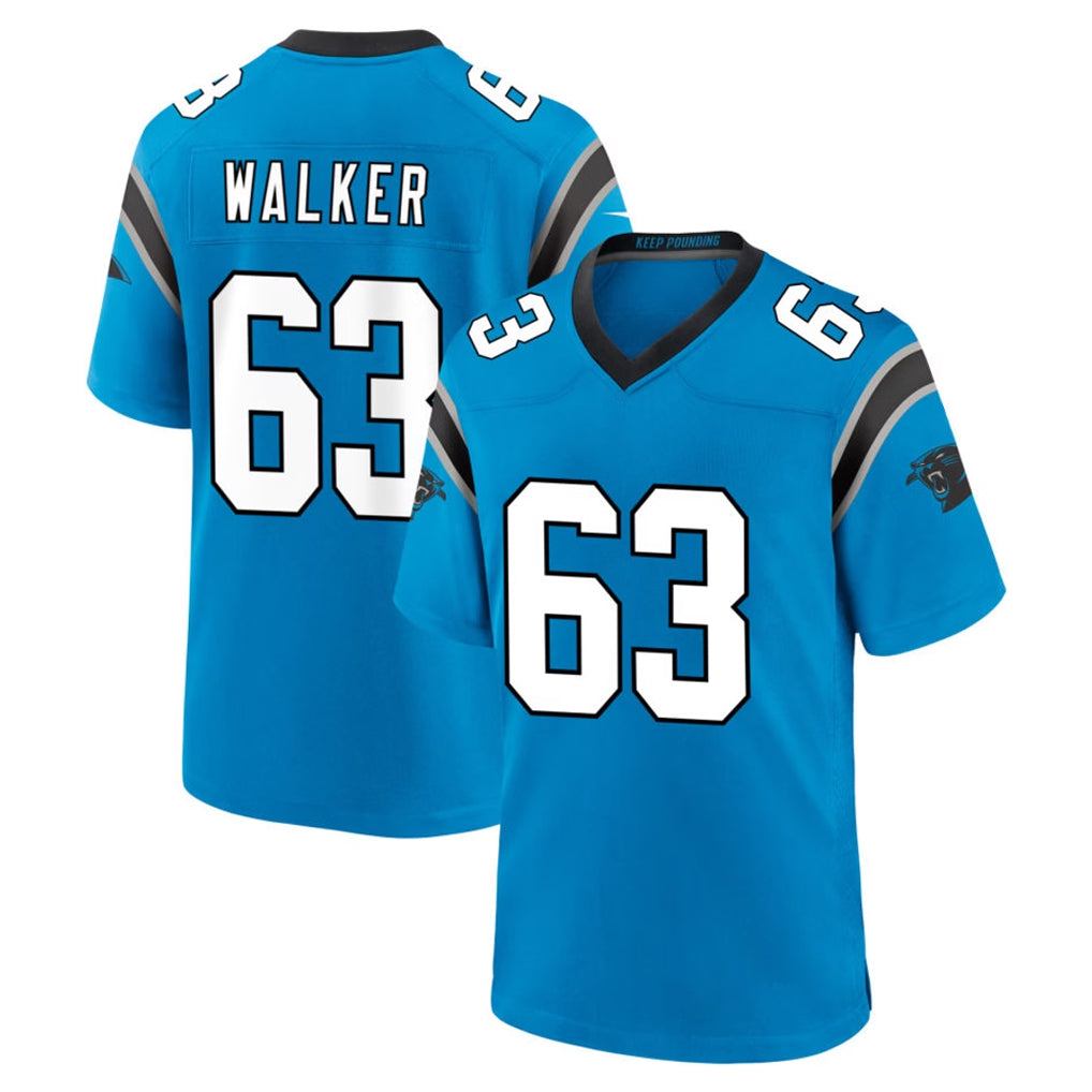 C.Panthers #63 Rasheed Walker Player Blue Home Game Mdoa Stitched Jerseys