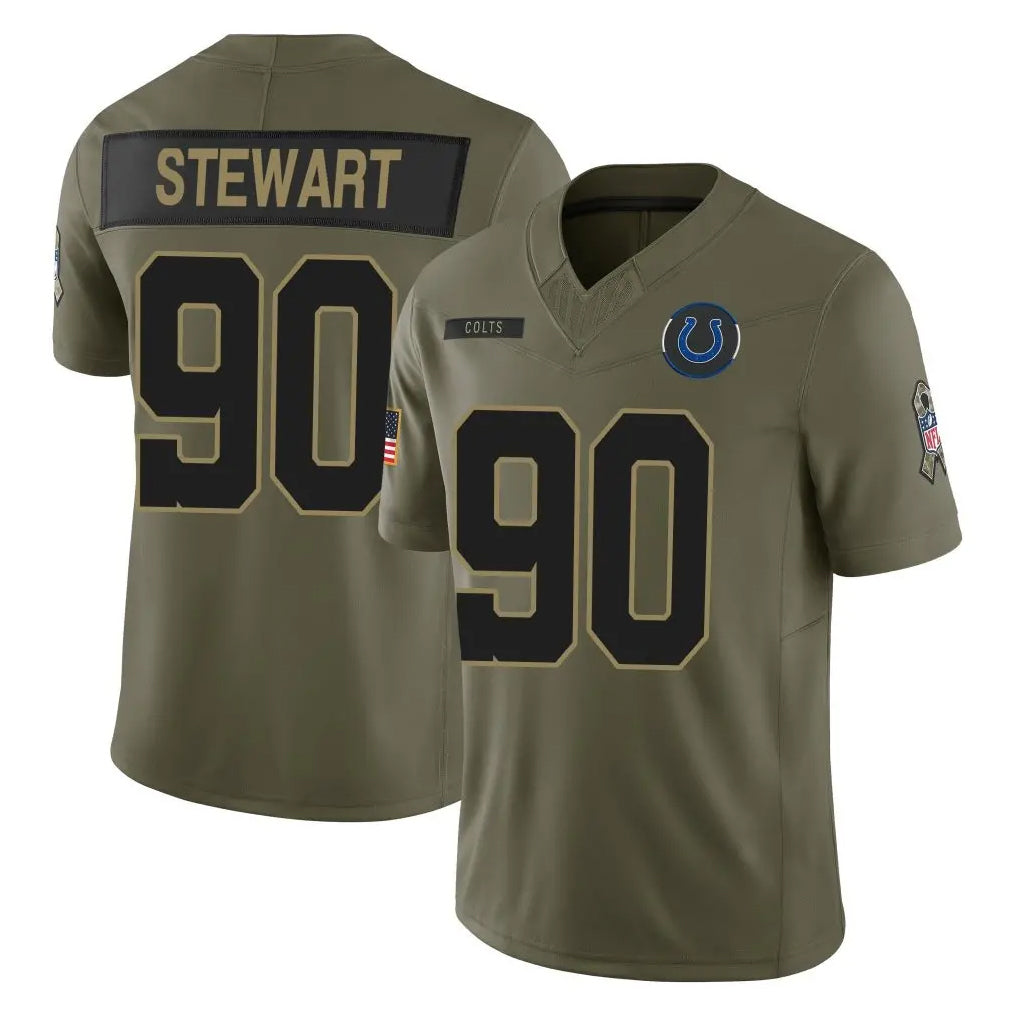 IN.Colts #90 Grover Stewart Player Olive 2025 Salute To Service Limited Game Mdoa Stitched Jerseys