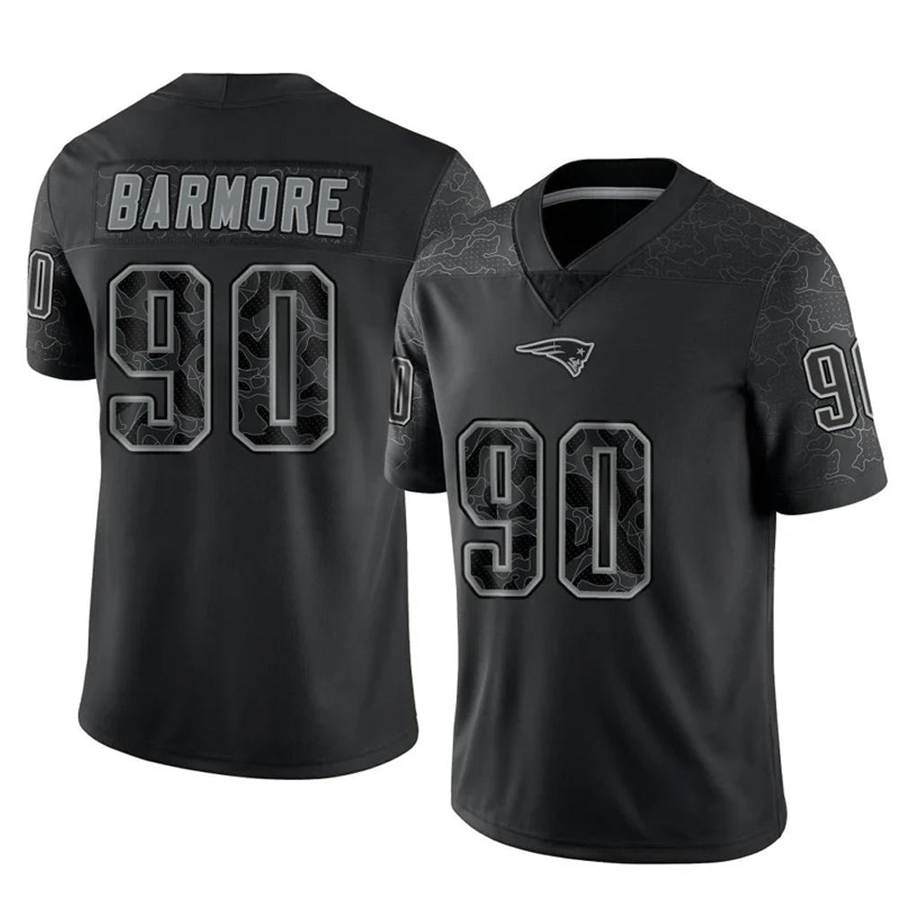 NE.Patriots #90 Christian Barmore Player Black Reflective LImited Home Game Mdoa Stitched Jerseys