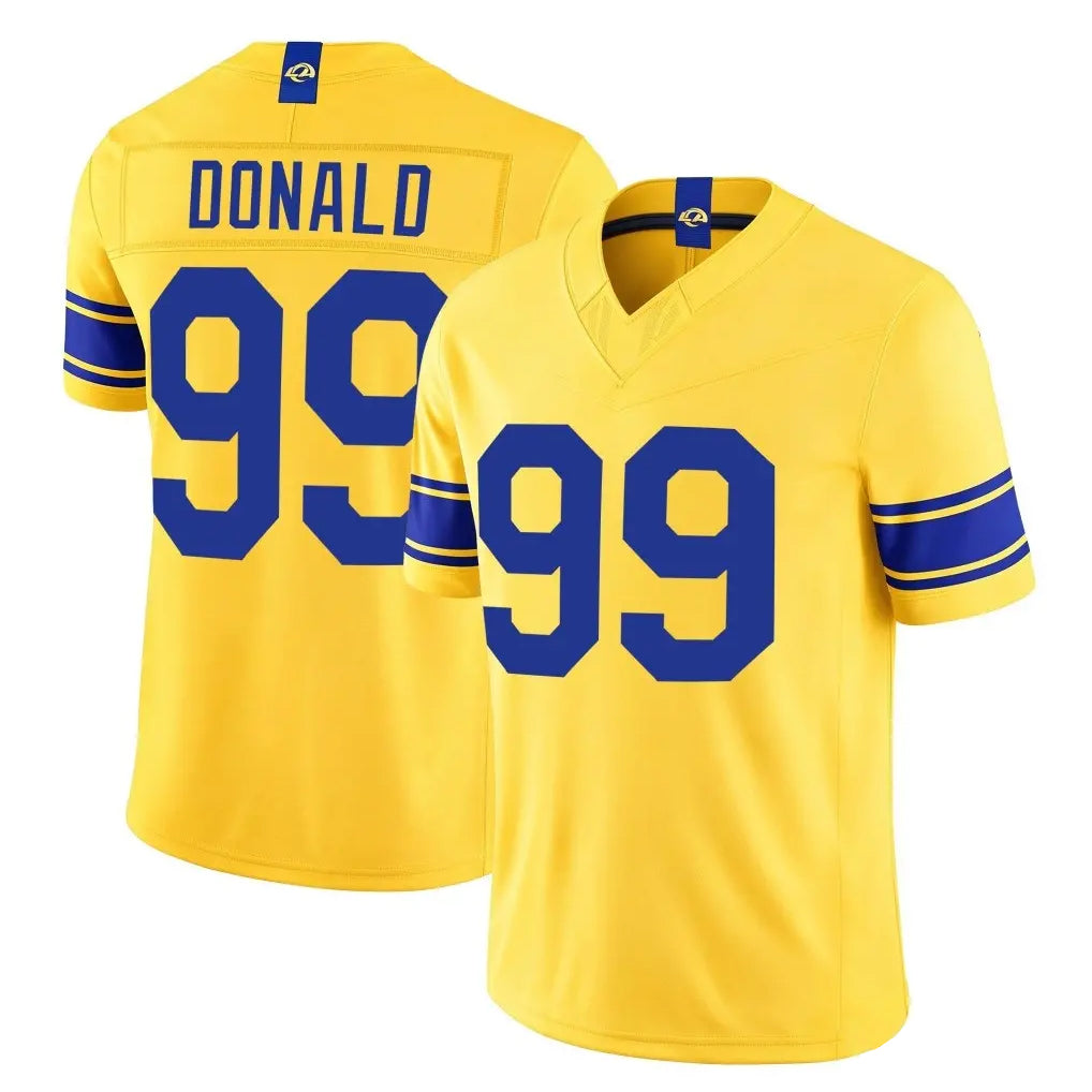 LA.Rams #99 Aaron Donald Player Gold Limited Classic Sol Vapor F.U.S.E.Home Game Mdoa Stitched Jerseys