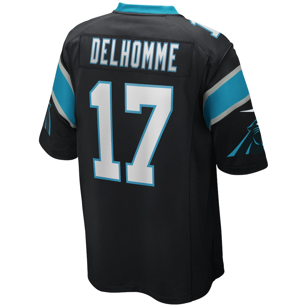 Mdoa C.Panthers #17 Jake Delhomme Black Game Retired Player Jersey