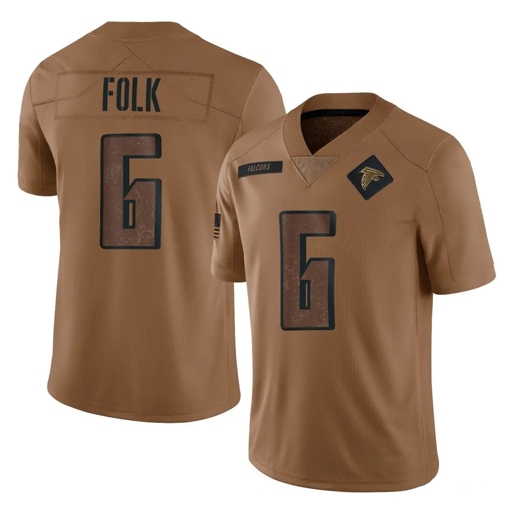 A.Falcons #6 Nick Folk Player Brown Salute To Service Limited Mdoa Stitched Jerseys