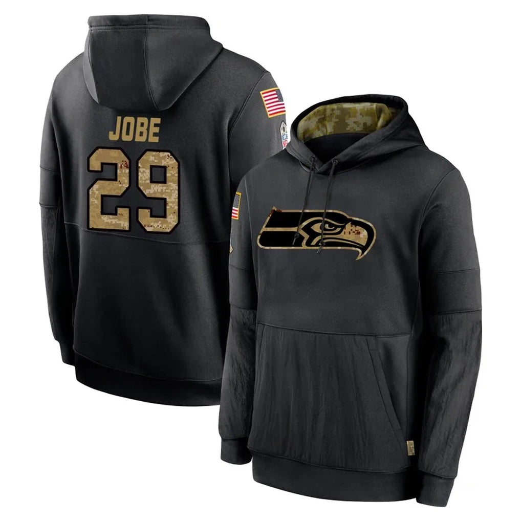 S.Seahawks #29 Josh Jobe Player Black Salute to Service Hoodies Limited Game Mdoa Stitched Jerseys