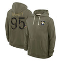 LA.Rams #95 Myles Garrett Player Olive Salute to Service Pullover Hoodies Limited Mdoa Stitched Jerseys