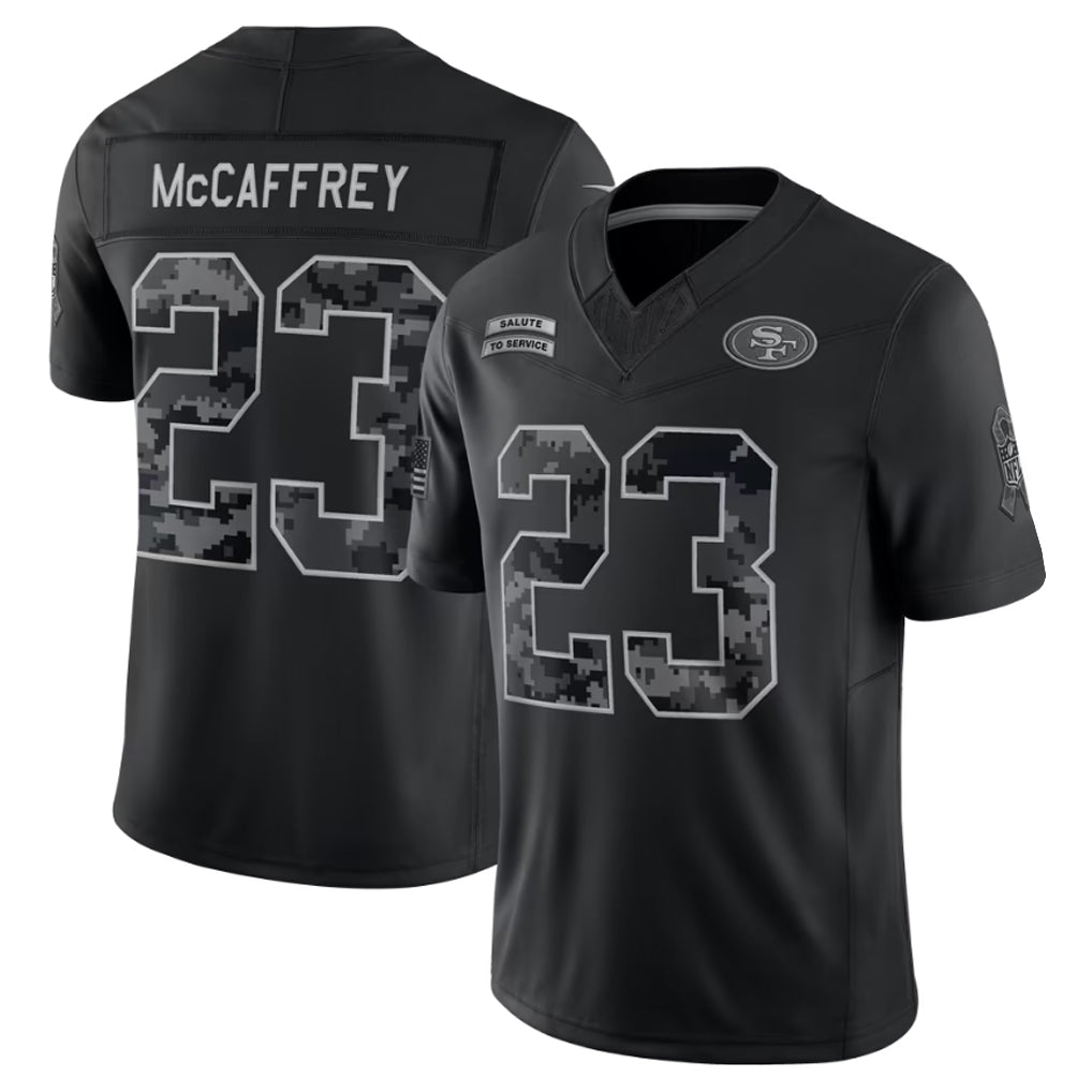 Mdoa SF.49ers #23 Christian McCaffrey Player Black Limited 2026 Salute to Service Home Game Stitched Jerseys