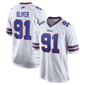 B.Bills #91 Ed Oliver Player White Home Game Mdoa Stitched Jerseys