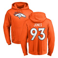 D.Broncos #93 D.J. Jones Player Orange Pullover Hoodie Limited Mdoa Stitched Jerseys
