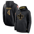 NO.Saints #4 Zach Wilson Player Black Salute to Service Hoodies Limited Game Mdoa Stitched Jerseys