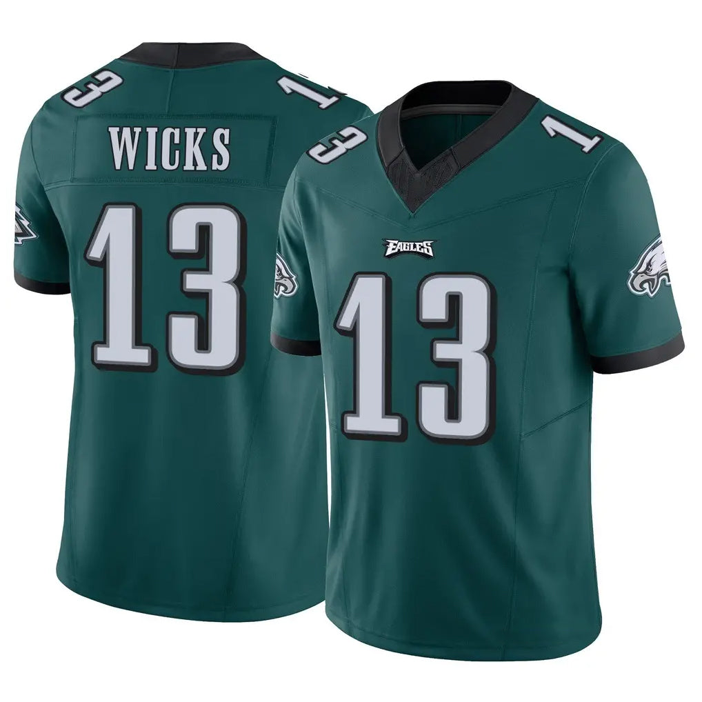 P.Eagles #13 Dontayvion Wicks Player Team Color Green Limited Vapor F.U.S.E. Home Game Mdoa Stitched Jerseys