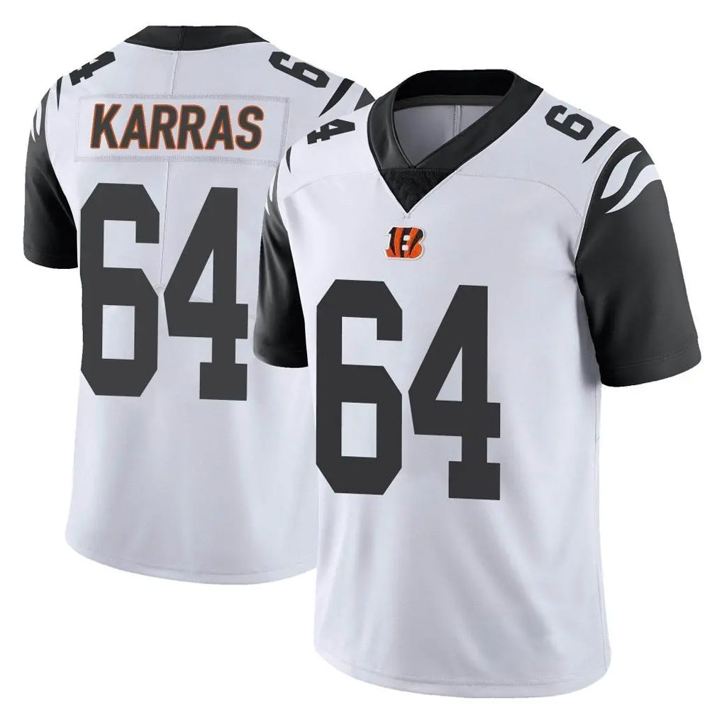 C.Bengals #64 Ted Karras Player White Color Rush Vapor Untouchable Limted Home Game Mdoa Stitched Jerseys
