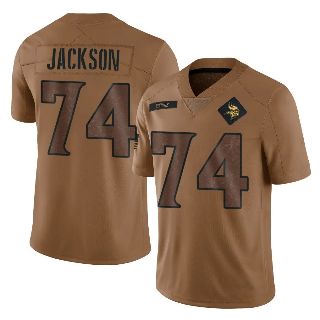 MN.Vikings #74 Donovan Jackson Player Brown Salute To Service Limited Mdoa Stitched Jerseys