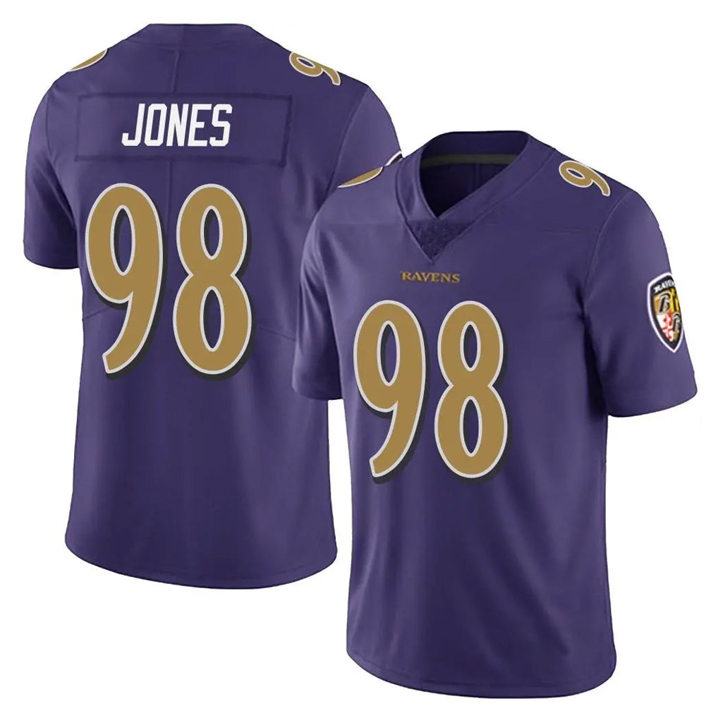 B.Ravens #98 Travis Jones Player Purple Color Rush Vapor Untouchable Limited Home Game Mdoa Stitched Jerseys
