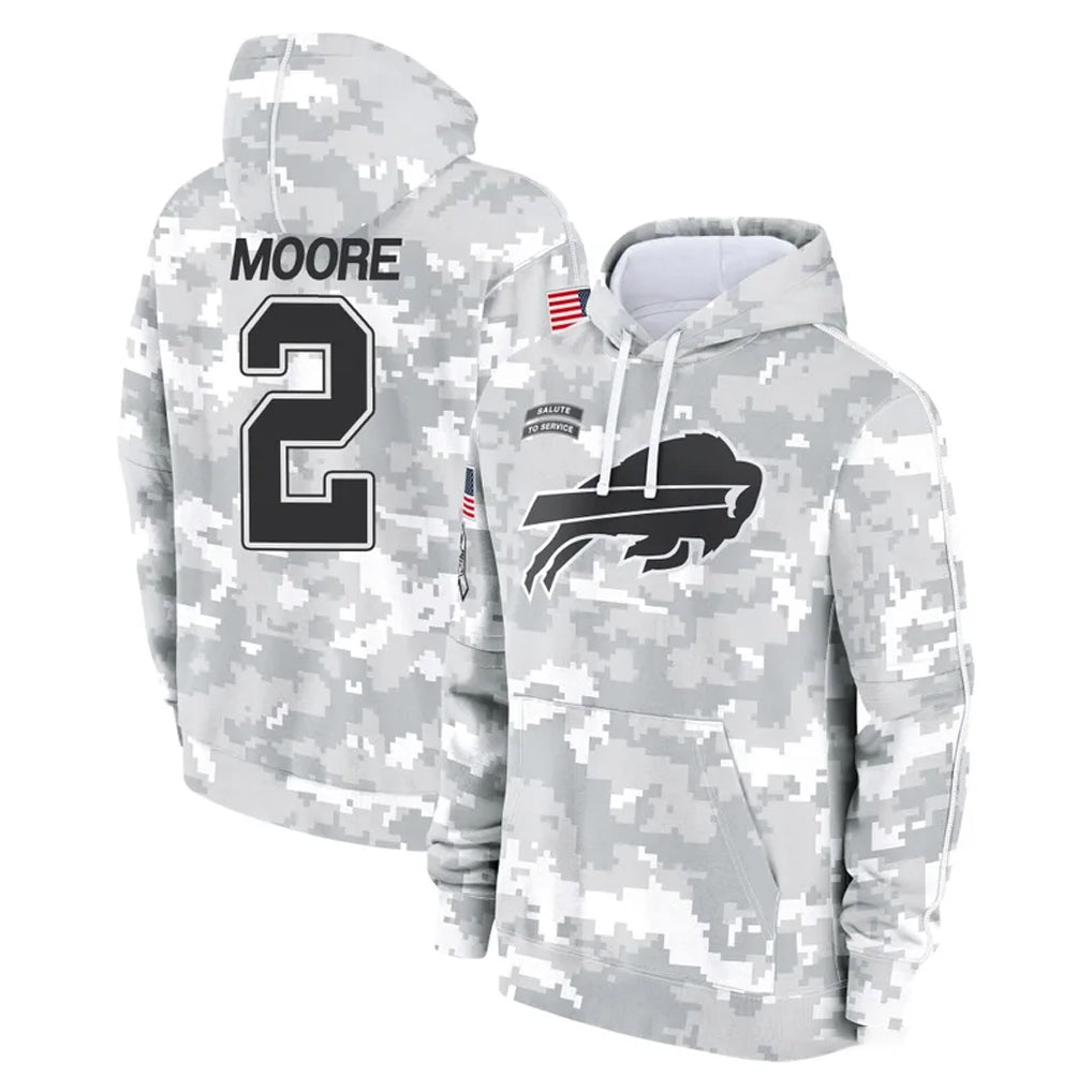B.Bills #2 DJ Moore Player Arctic Camo Salute to Service Hoodies Mdoa Stitched Jerseys