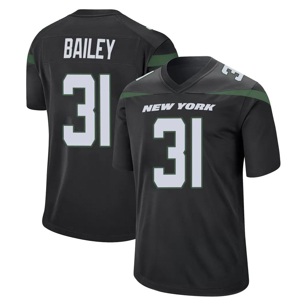 NY.Jets #31 David Bailey Player Stealth Black Home Game Mdoa Stitched Jerseys